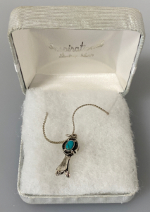 Silver Toned Necklace With Turquoise Stone