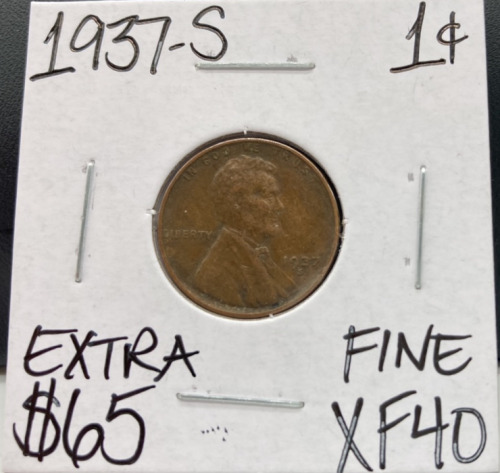 1937-S XF40 Extra Fine Wheat Penny