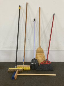 Assortment of Push/Sweep Brooms (6)