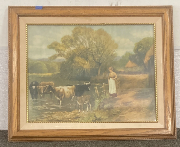 Cattle In Pond Print