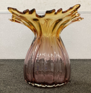 Beautiful Plum To Amber Art Glass Vase