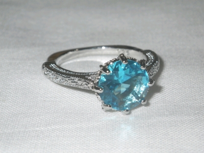 .925 Setting with Blue Topaz Center Stone size 9