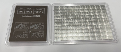 (100) 1 Gram Valcambi Suisse Fine Silver Bars