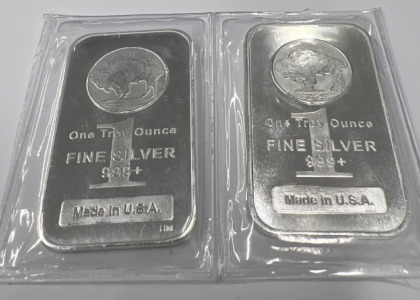 (2) One Troy Oz Fine Silver Bars