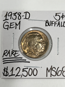 1938-D MS68 RARE GEM BUFFALO NICKEL