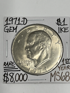 1971-D MS68 RARE GEM IKE EISENHOWER DOLLAR