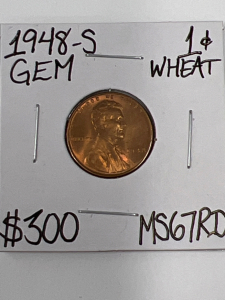 1948-S MS67RD GEM WHEAT COPPER PENNY