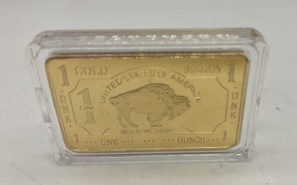 Buffalo 1 Ounce Gold PLATED Bar