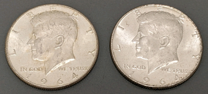 (2) 1964 Silver Half Dollar Coins - GUARANTEED AUTHENTIC