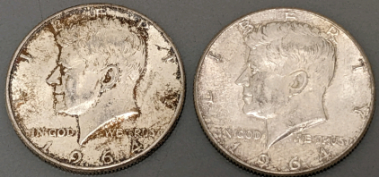 (2) 1964 Silver Half Dollar Coins - GUARANTEED AUTHENTIC