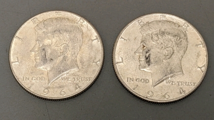 (2) 1964 Silver Half Dollar Coins - GUARANTEED AUTHENTIC