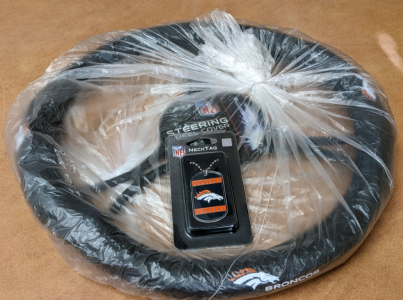 New Denver Broncos Steering Wheel Cover & Neck Tag