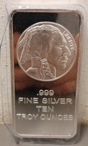 Ten Troy Ounce .999 Fine Silver Bar