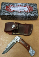 Cutlery Salvation Damascus Pocket Knife w/Scrolled Bolsters & Case