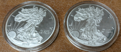 (2) 2015 Silver Eagle Coins
