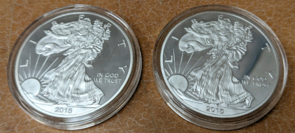 (2) 2015 Silver Eagle Coins