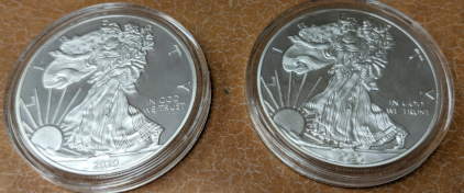 (2) 2020 Silver Eagle Coins