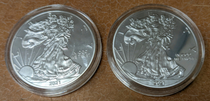 (2) 2021 Silver Eagle Coins