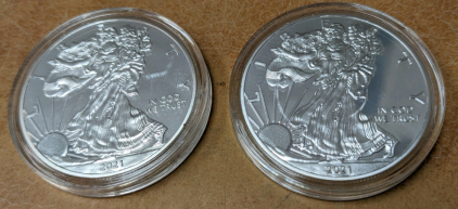 (2) 2021 Silver Eagle Coins