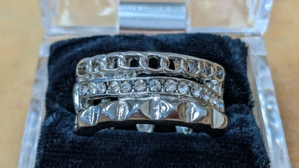 Silver Tone Open Chain Band, Sz 8