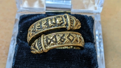 Gold Tone Greek Design Adjustable Size Wrap