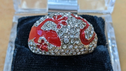 Silver Tone Gecko Ring, Sz 8