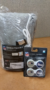 New Patriots 54x84 Sweatshirt Throw & 2-pack Contact Lens Cases
