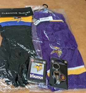 New Vikings Scarf/Gloves Set, 3-in-1 Key Fob, Playing Cards, Cleaning Gloves