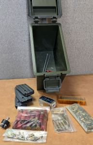 Assorted Ammo, Magazines & Accessories in Plastic Ammo Can