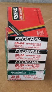 (3) Boxes of Remington & (1) Box of Federal 30-06 Ammo