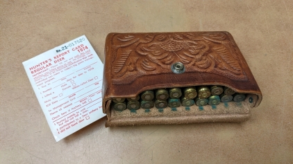 Vintage Leather Ammo Belt Pouch & (20) 30-06 Ammo