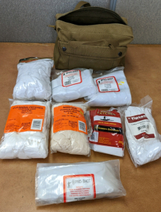 (8) Bags of Gun Cleaning Patches & (4) Pairs Gloves in Canvas Pack