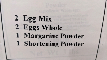 Eggs, Margarine, Shortening Mix - Food Staples - Two Year Supply