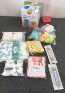 Diaper Pail Refills, (2) Polma Pacifier Clips, Baby Picture Albums And More
