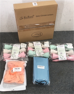 (3) Plant Self Watering Spikes, Pastel Orange Balloons, Beach Blanket, Chinese Solar Lantern