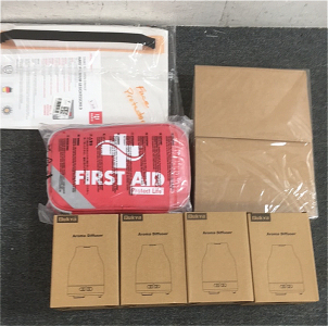 (4) Aroma Diffusers, First Aid Kit, Face Protector & More