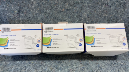 (3) packs of 100 Disposable face masks