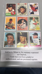 (9) Baseball Cards-Roger Maris, Michel Jordan