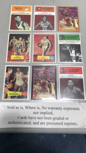 (9) Basketball Cards- Bill Russel, Lebron James, Wilt Chamberlain and others