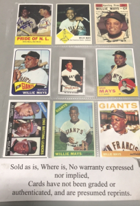 (9) Baseball cards- Willy Mays