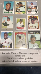 (9) Baseball cards- Willy Mays