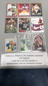 (9) Football cards- Joe Namath, Kyler Murray, Peyton Manning and others