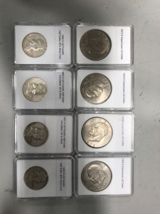 (2) 1972 Eisenhower US Dollars, (2) 1978 Eisenhower US Dollars, (4) 1951-1963 US Franklin Half Dollars 90% Silver