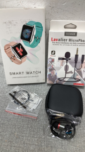 Smart Watch Large Screen Heart Rate Bracelet, Lavaliee Microphone, Head Phones