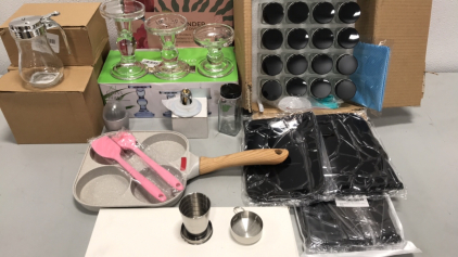 Spice Jars, Candle Holders, Dish Mat And Other Household Items