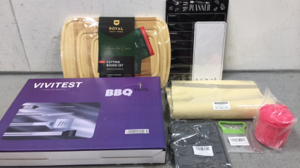 BBQ Tool Set, 3pc Cuttinf Board Set, Magnetic Meal Planner, Placemats, Grease Container, Onion Holder, Faucet Cover