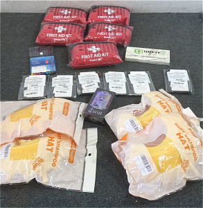 (5) Small First Aid Kits, (4) Baby Shampoo Hats, Deck Of Tarot Cards And More