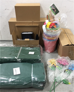 (2) Box Set of 10 Pots w/ Hangers, (6) Set of 2 Solar Stake Lights, (2) Set of 5 Fabric Pots, (3) Garden Decor Flowers