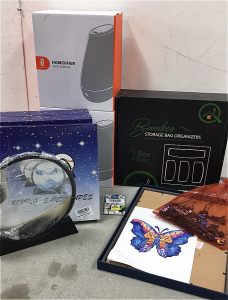 (3) Moving Sandscapes, (2) Humidifiers, Storage Bag Organizer, Butterfly Puzzle w/ Frame, Switch Plate Cover