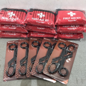 (9) First Aid Kits, (5) Pair of Trauma Shears
